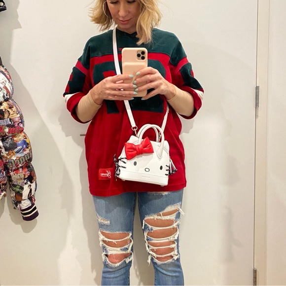 RARE Balanciaga x Hello Kitty White Leather / Red Bow Crossbody Bag with Receipt - Picture 3 of 13